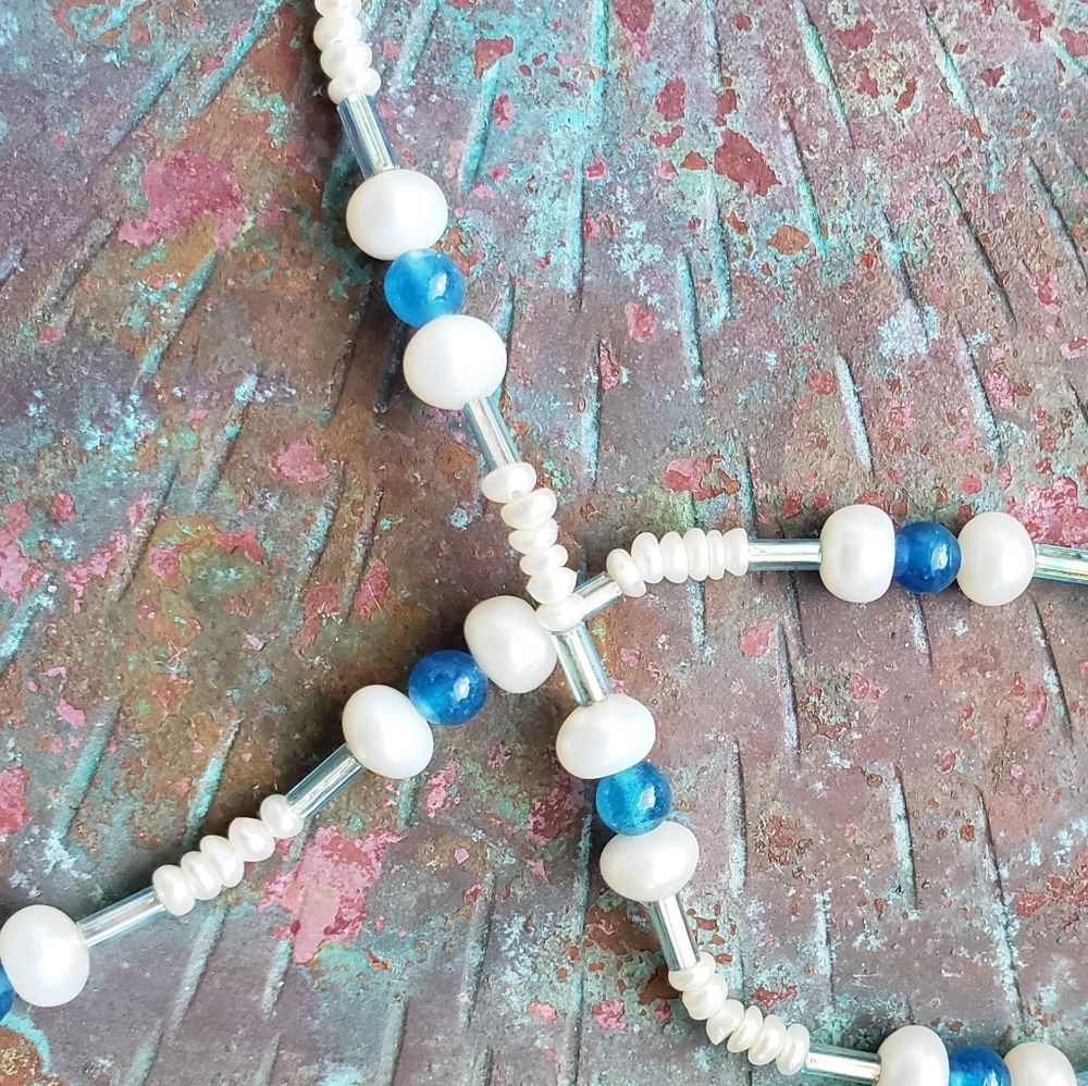 Blue Onyx And Freshwater Pearls Necklace - Picture 7 of 8